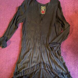 Johnny Was Black Witchy Gothic Boho Dress Medium